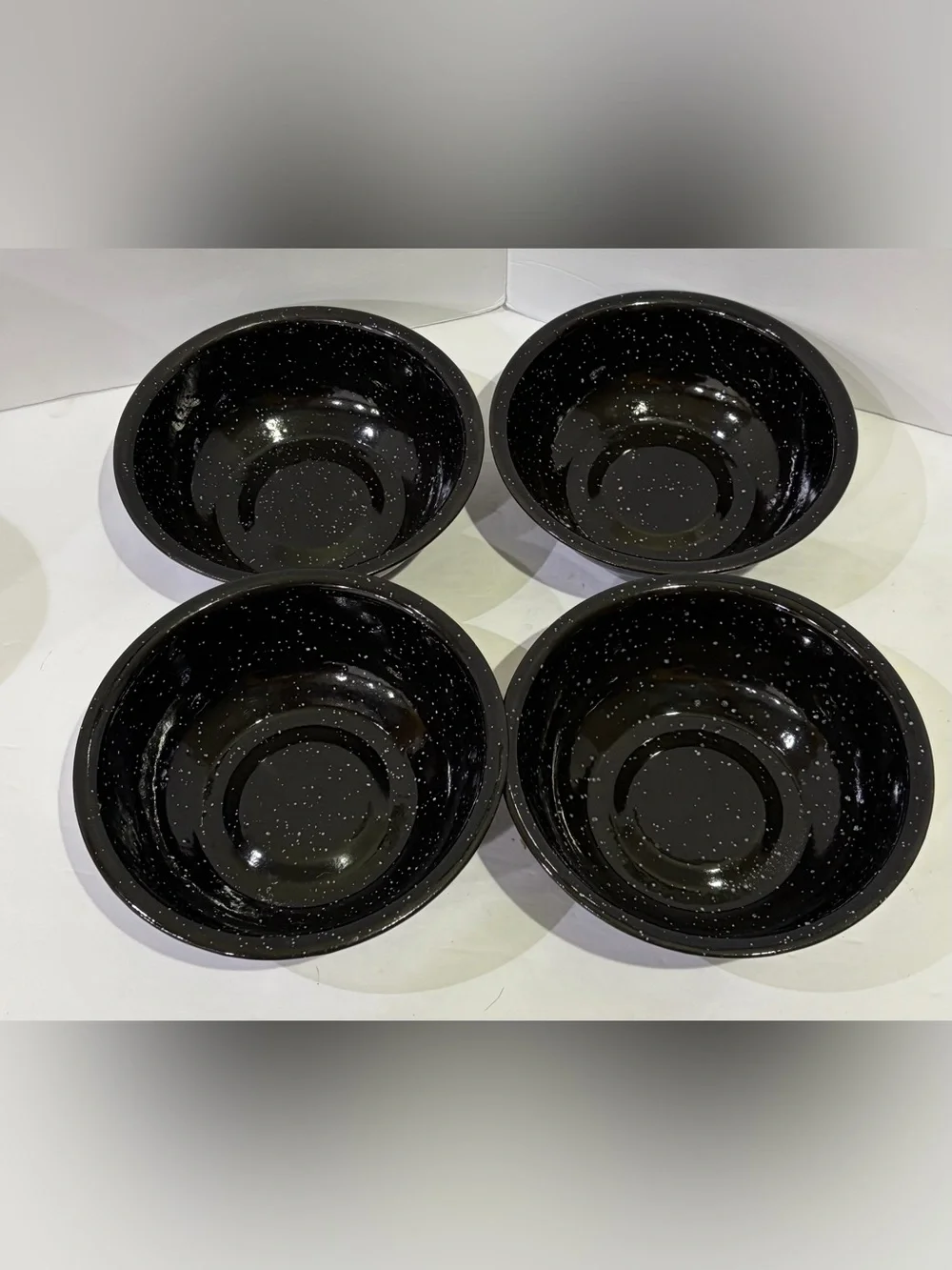 12 PC Black Speckled Enamel Camping Dinnerware